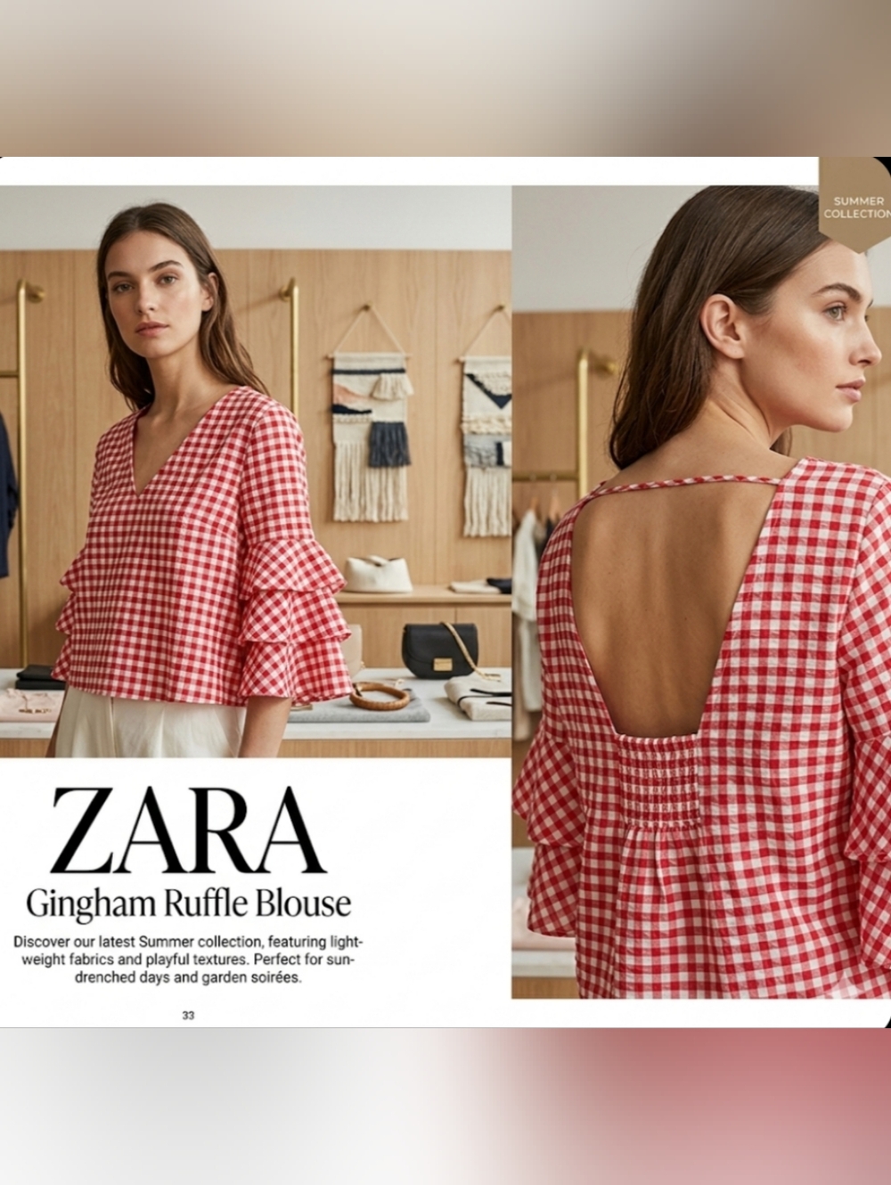 ZARA RED HOT GINGHAM | M
